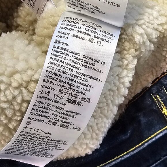 Levi's Original Sherpa Denim Trucker Jacket, Blue, Jean, Button Up, Size Medium - Picture 6 of 11